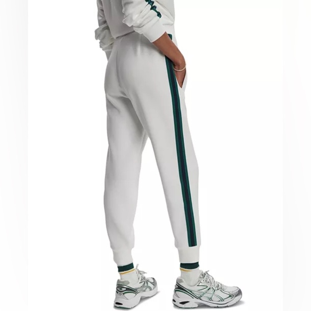Varley The Slim Stripe Cuff Pants - White / Navy / Forest - Womens Medium